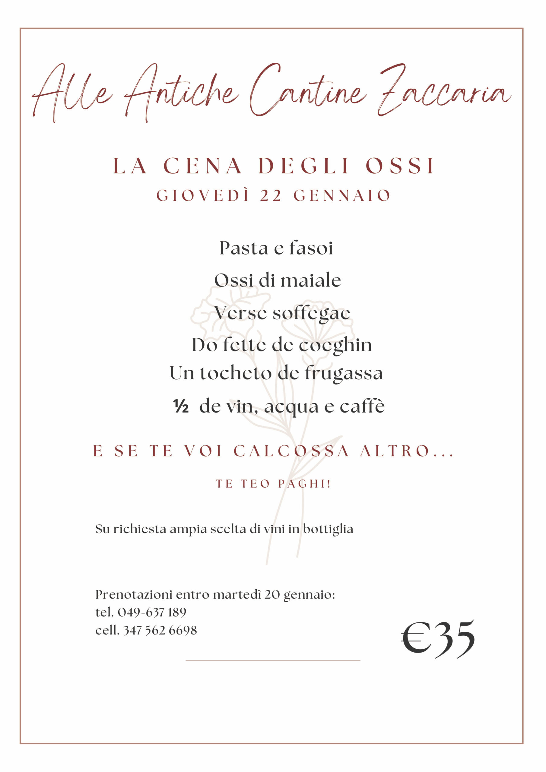 Gennaio 2025 Cena degli ossi